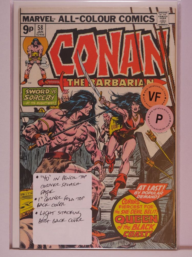 CONAN THE BARBARIAN (1970) Volume 1: # 0058 VF PENCE