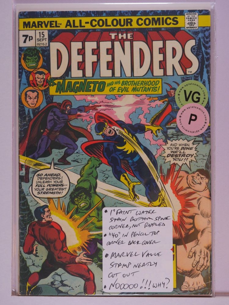DEFENDERS (1972) Volume 1: # 0015 VG PENCE