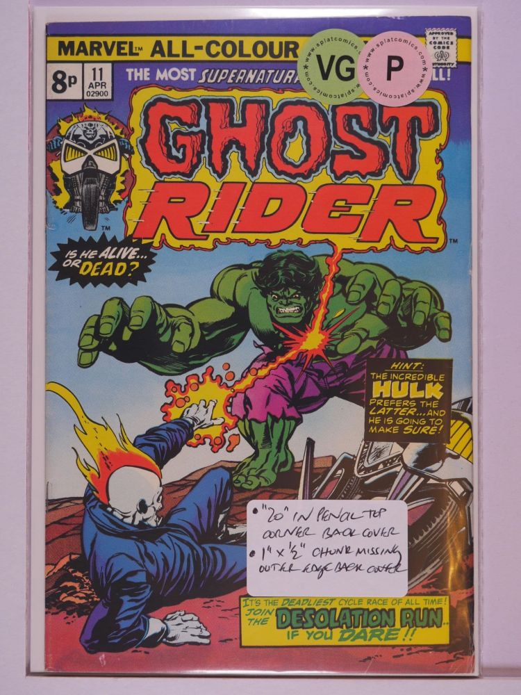 GHOST RIDER (1973) Volume 1: # 0011 VG PENCE