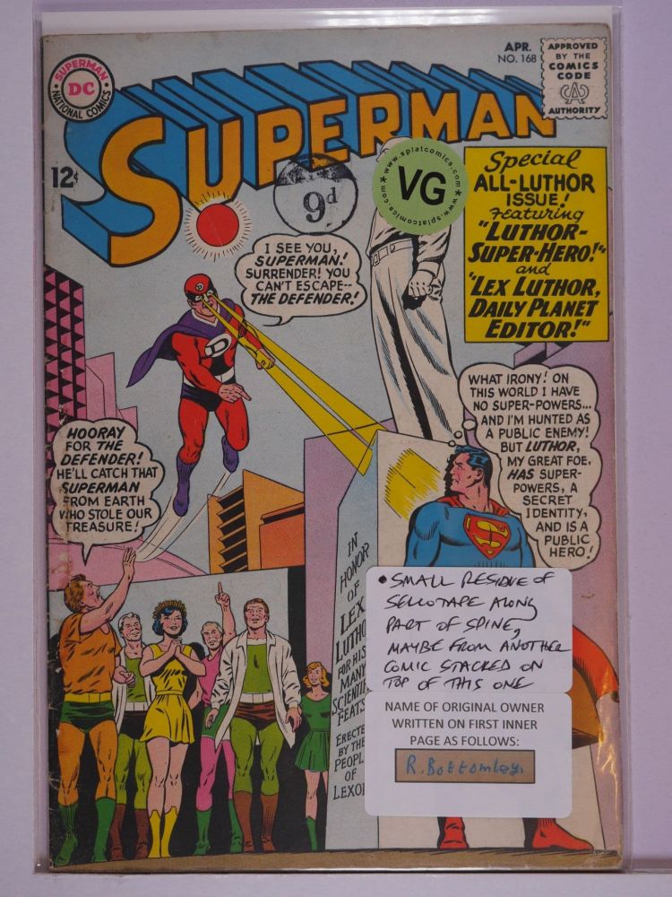 SUPERMAN (1938) Volume 1: # 0168 VG