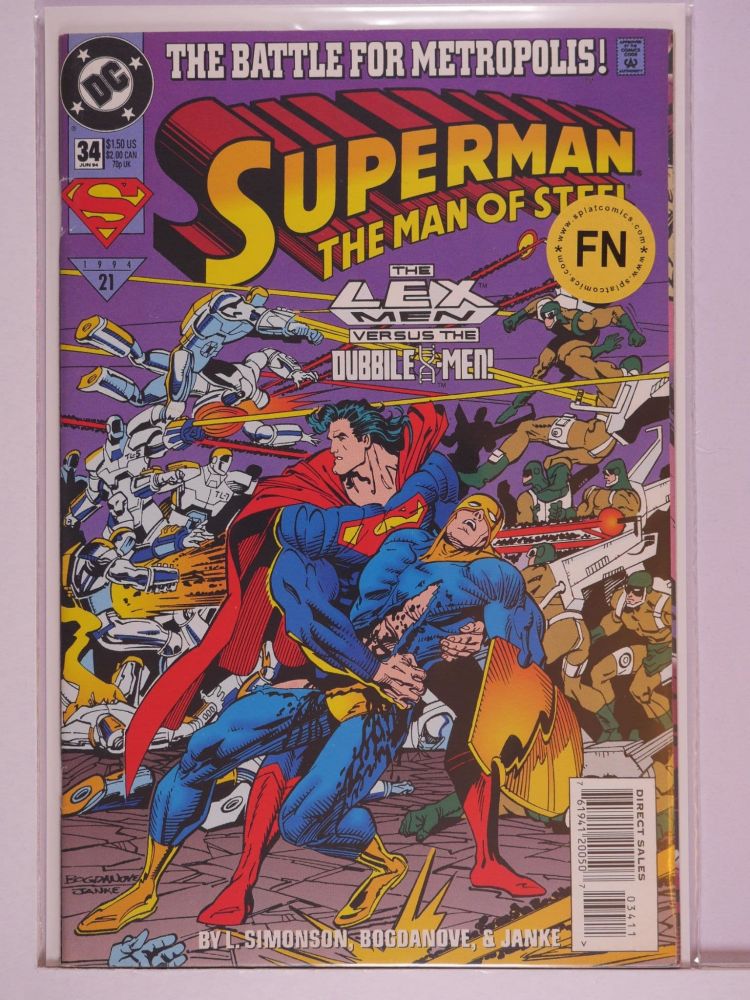 SUPERMAN THE MAN OF STEEL (1991) Volume 2: # 0034 FN