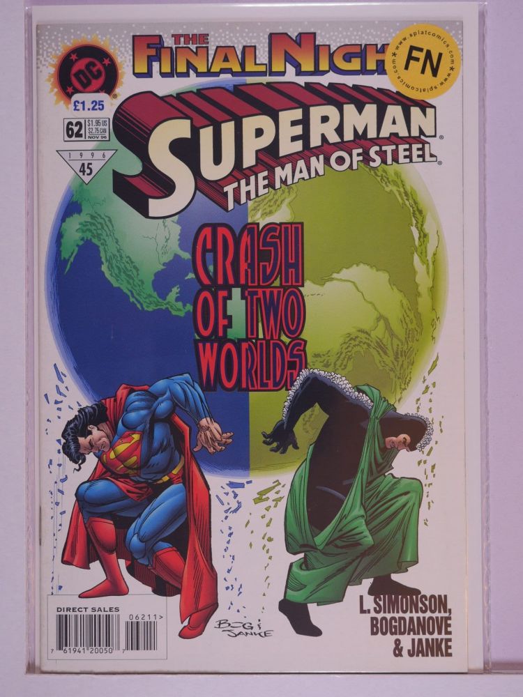 SUPERMAN THE MAN OF STEEL (1991) Volume 2: # 0062 FN